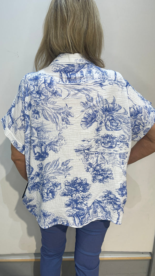 Mia - Cotton Royal Print Shirt