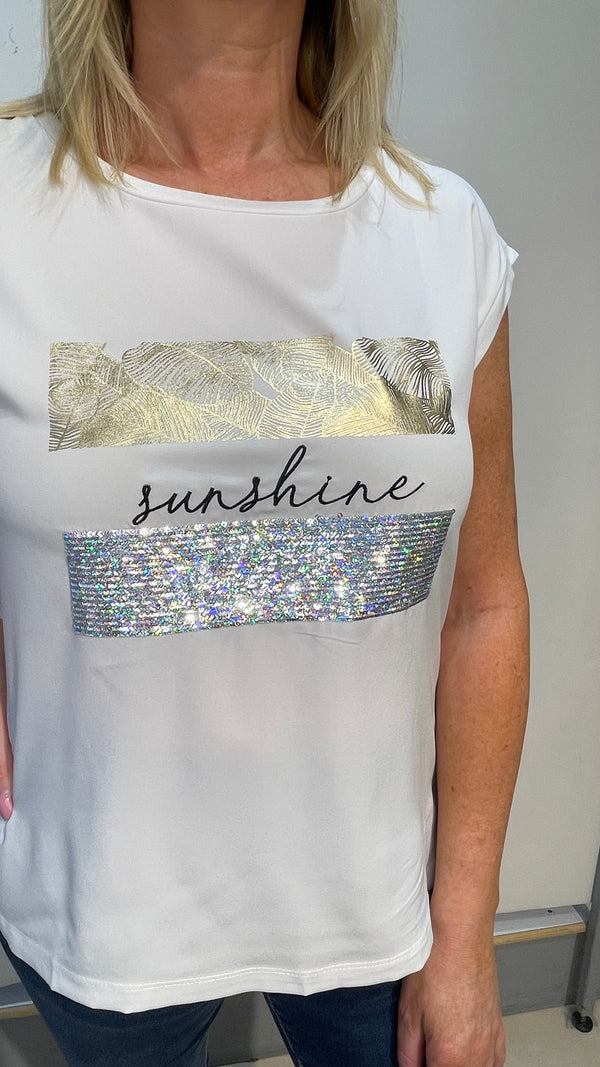 Kenny - White/Silver Sequin Detail Graphic Tee