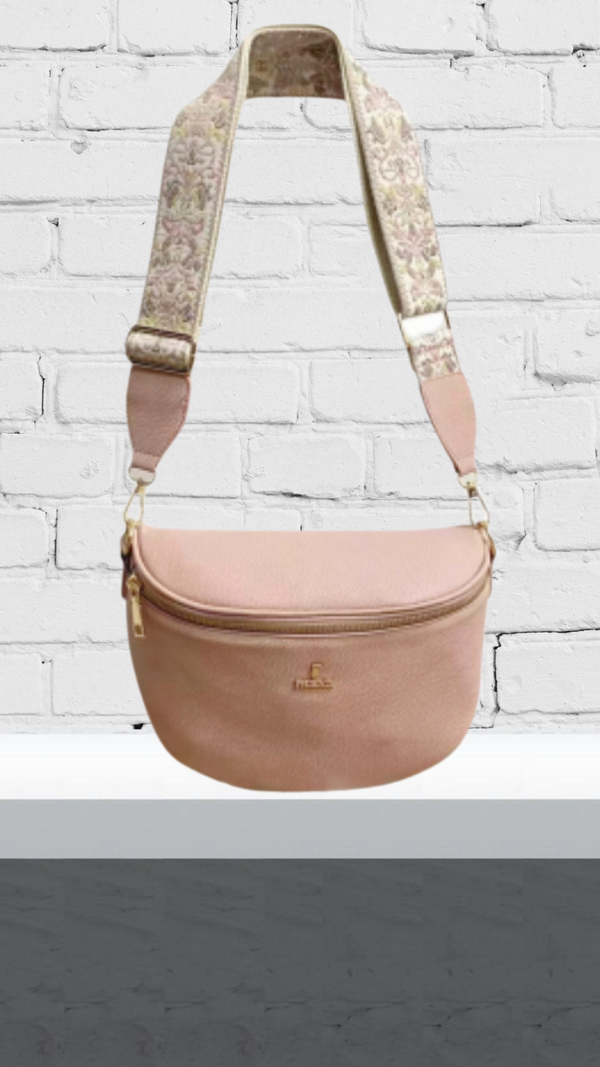 Sophie - Cream Pouch Bag with Print Strap
