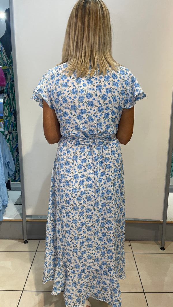 Aisling - Blue Floral Wrap Dress