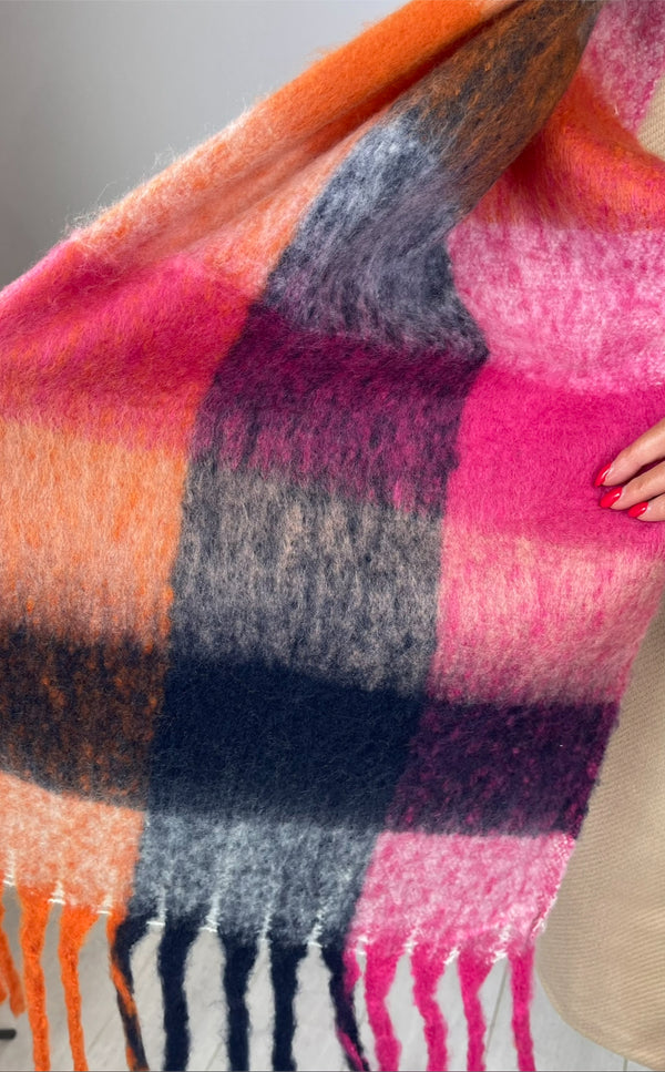 Jodie - Pink Multicolour Winter Scarf