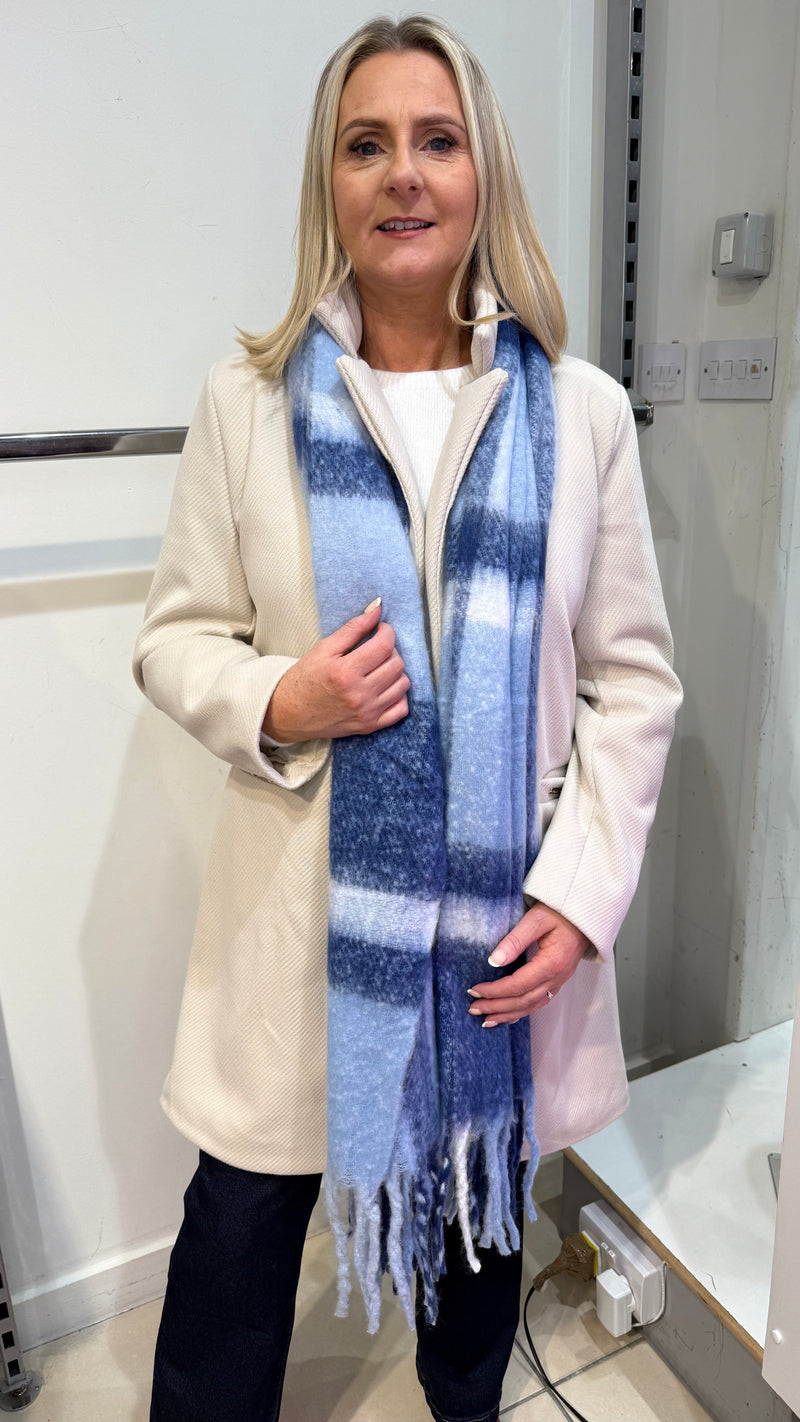 Alice - Blue Check Winter Scarf