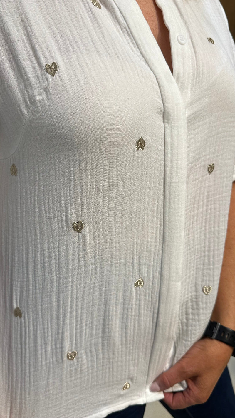 Dani - Cotton Gold Embroidery Detail Blouse