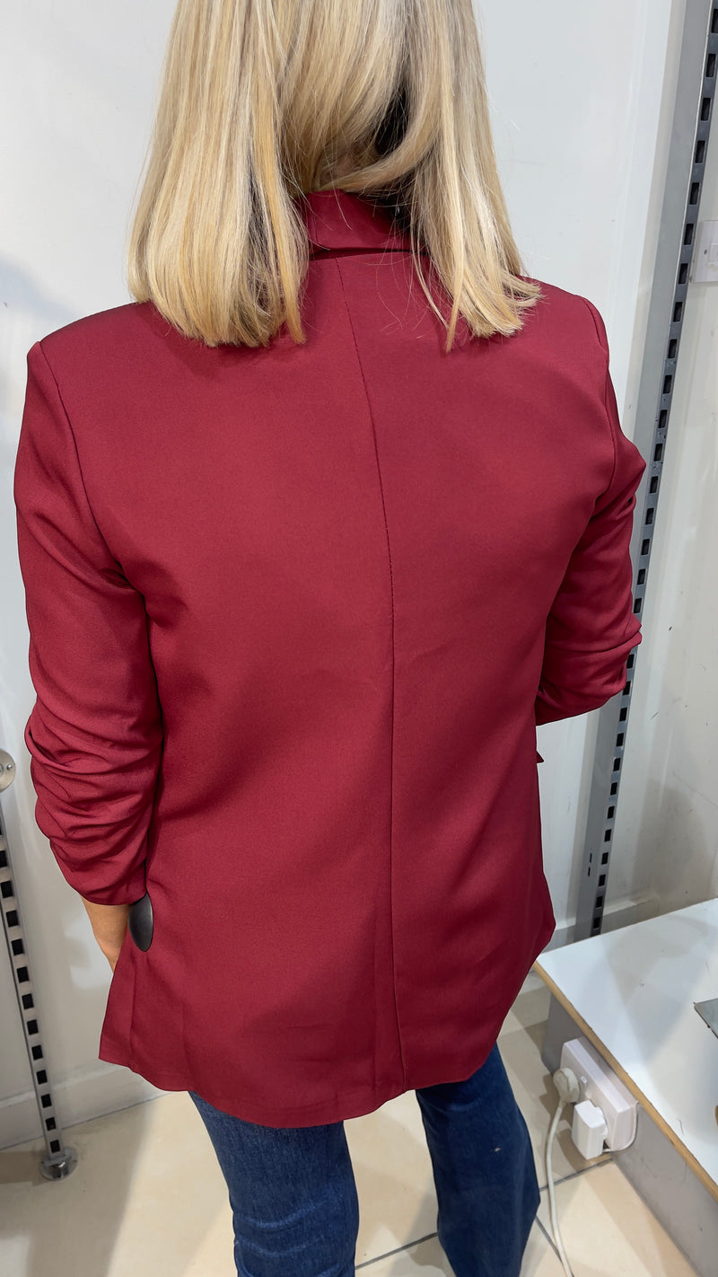 Leanne - Wine lined Ruched Jacket