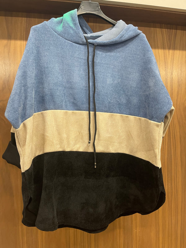 Aoife - Blue/Stone Contrast Chenille Hoodie