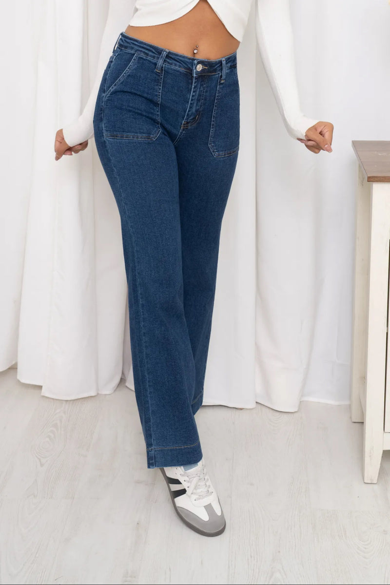 Logan - Blue Denim Square Pocket Stretch Denims