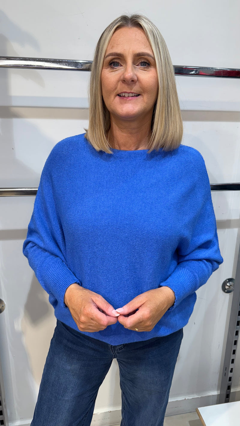Orla - Cornflower Blue Soft Bat-Wing Jumper