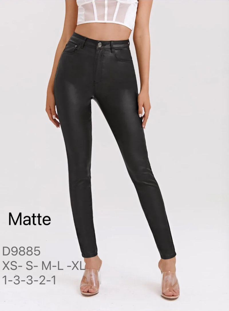 North - Black High Waist Faux Leather Jeans