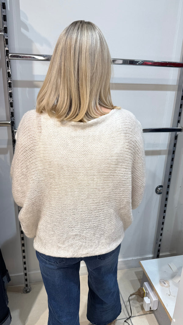 Sonny - Cross Back Knit Jumper Beige