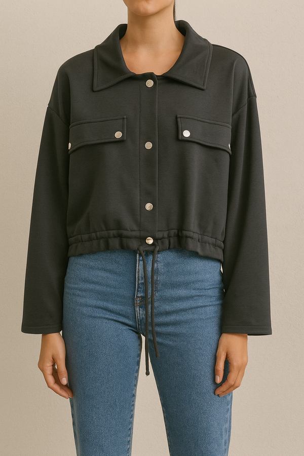 Emma - Black  Pocket Lightweight Jacket