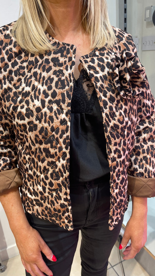 Amanda - Leopard/Chocolate Print Light Padded Corsage Jacket