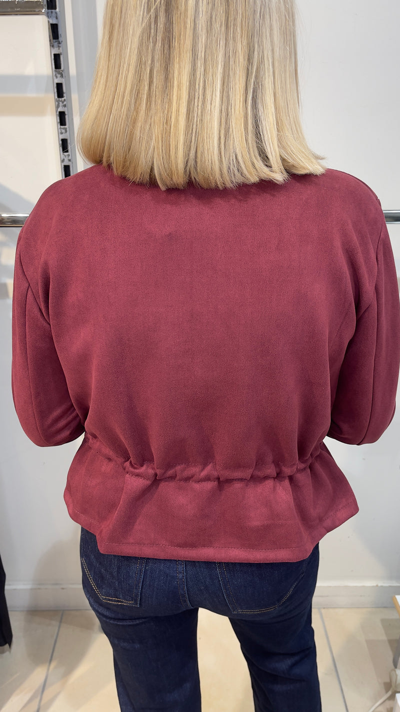 Jasper - Wine Suede Look Pocket Jacket