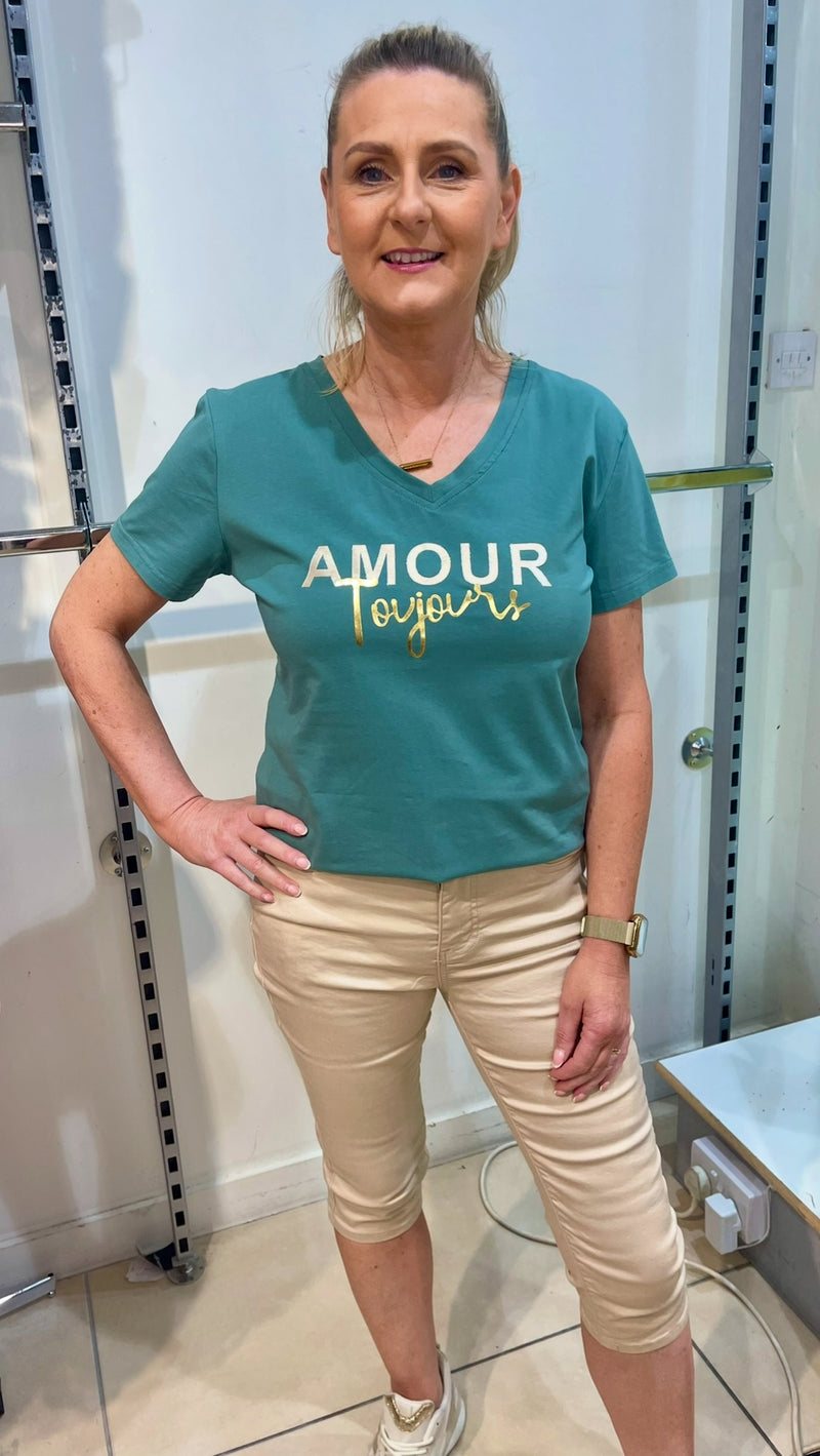Toni - Green V Neck Amour T-shirt