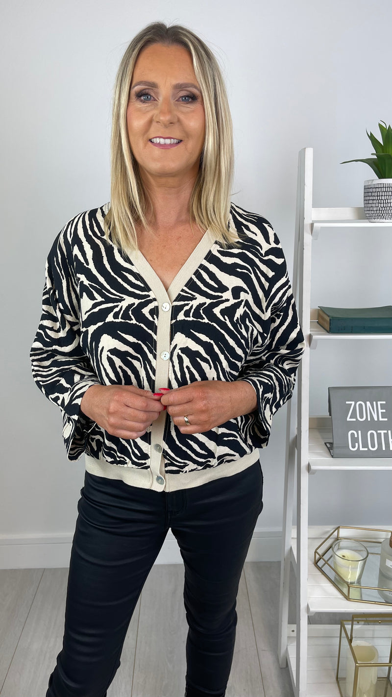 Zelda - Zebra Print Button Top