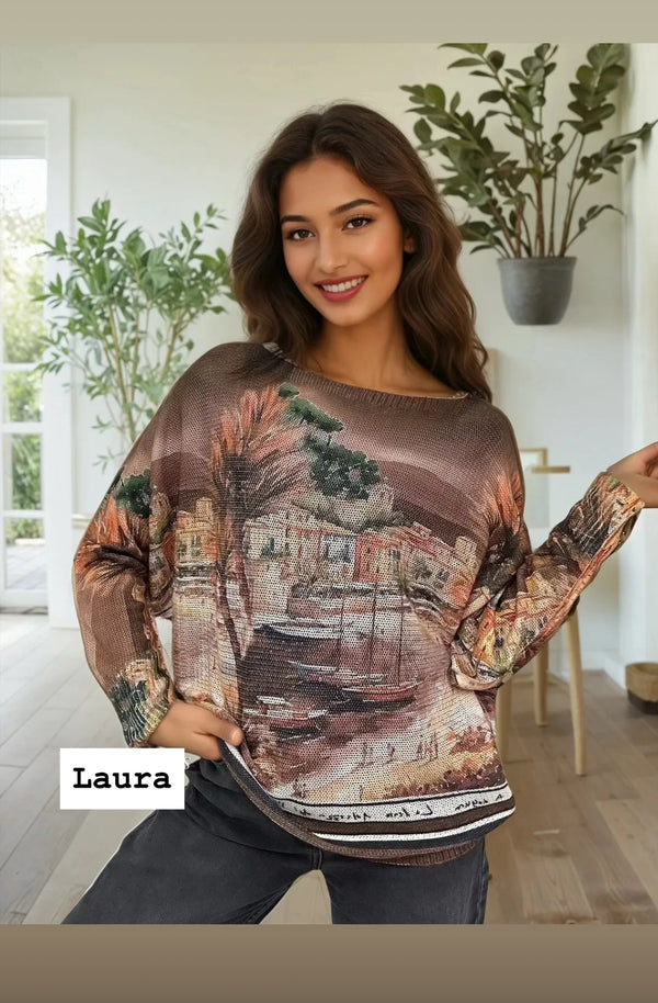 Laura - Brown Landscape Fine Knit