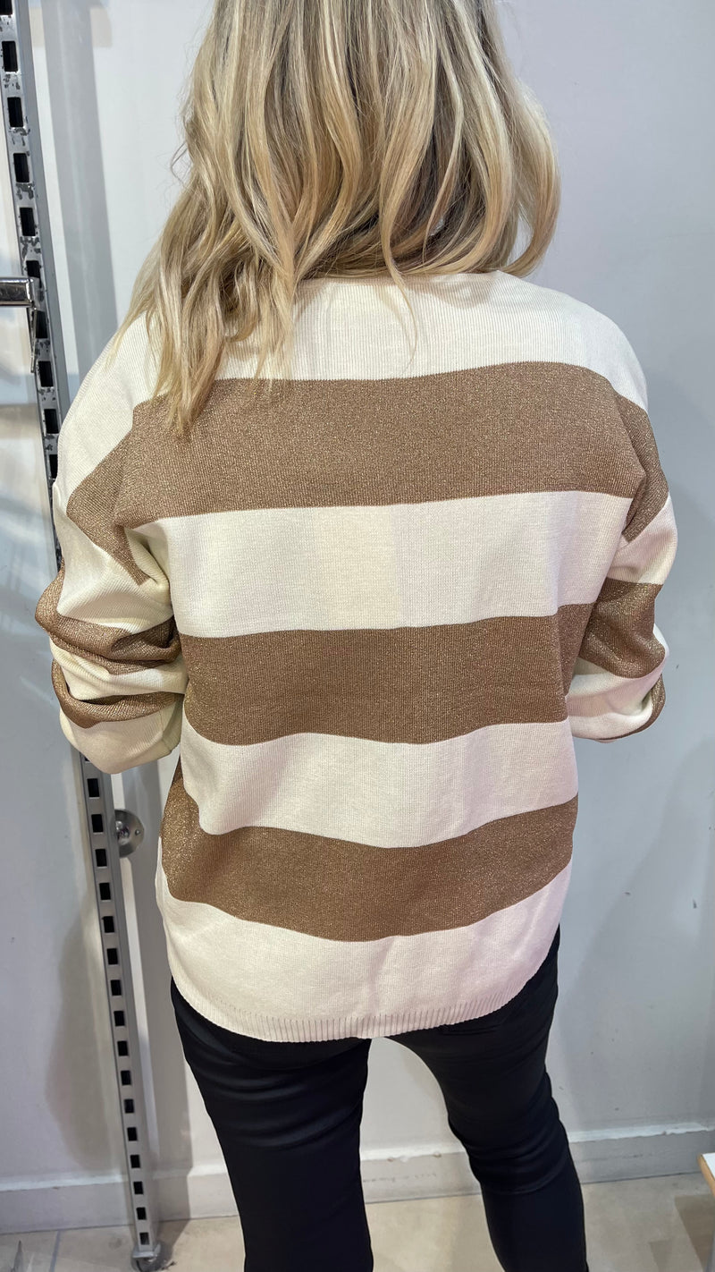 Ethan - Cream/Gold Stripe Lurex Jumper