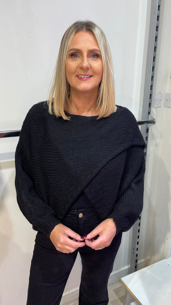 Emer - Black Diagonal Knit