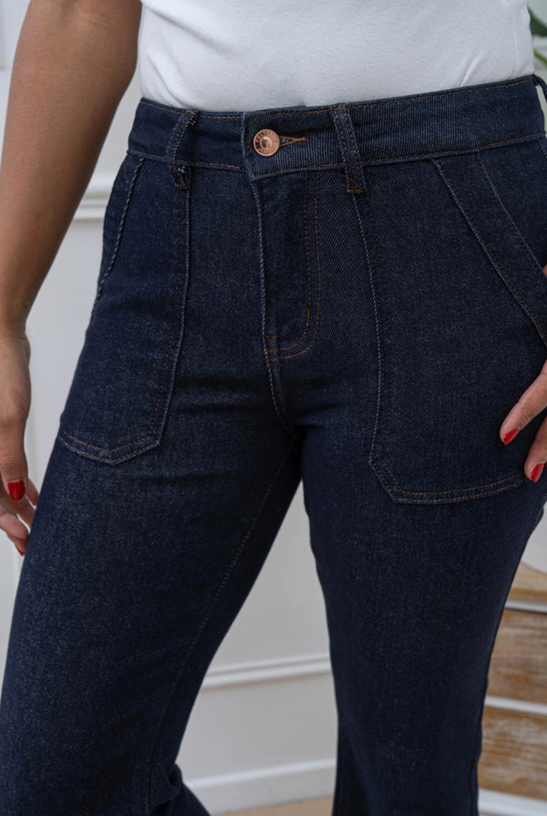 Katie - Dark Denim Pocket Front Jeans