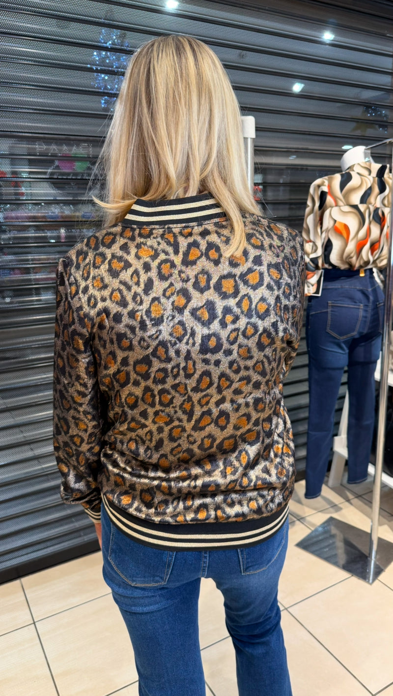 Willow - Animal Print Satin Look Lined Bomber Jacket