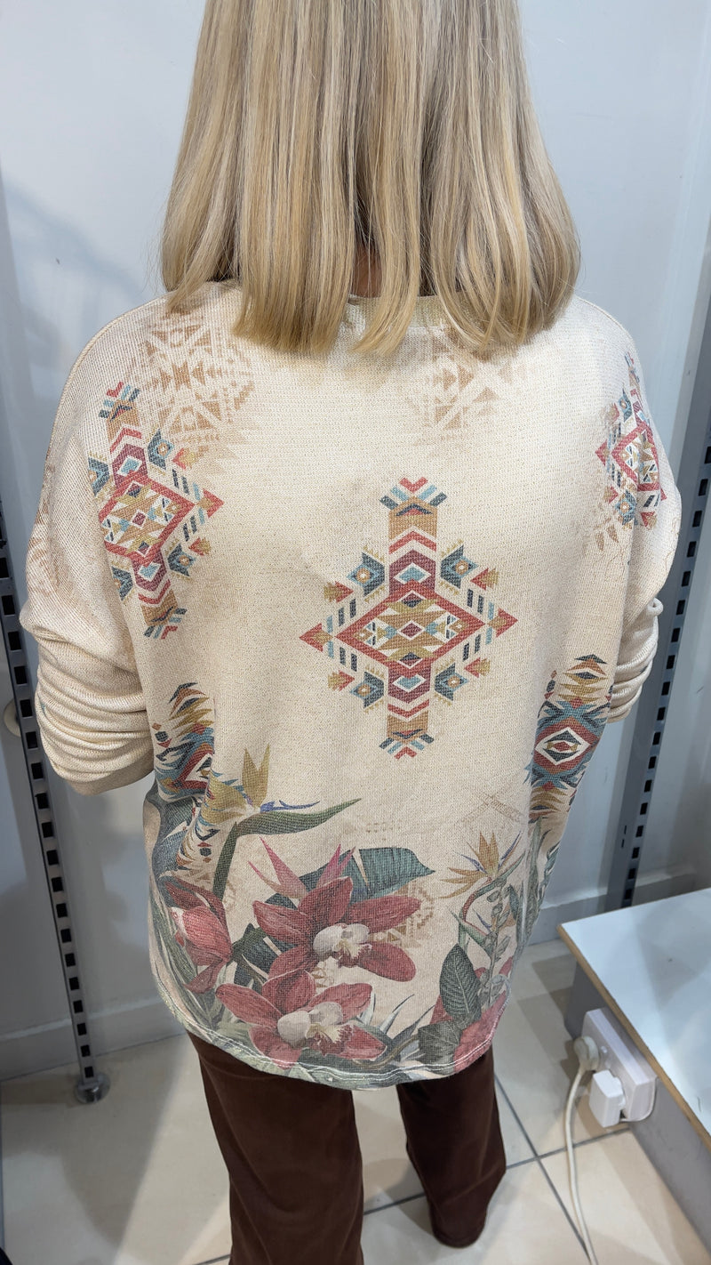 Sofia - Gold Lurex Thread Face Print Top