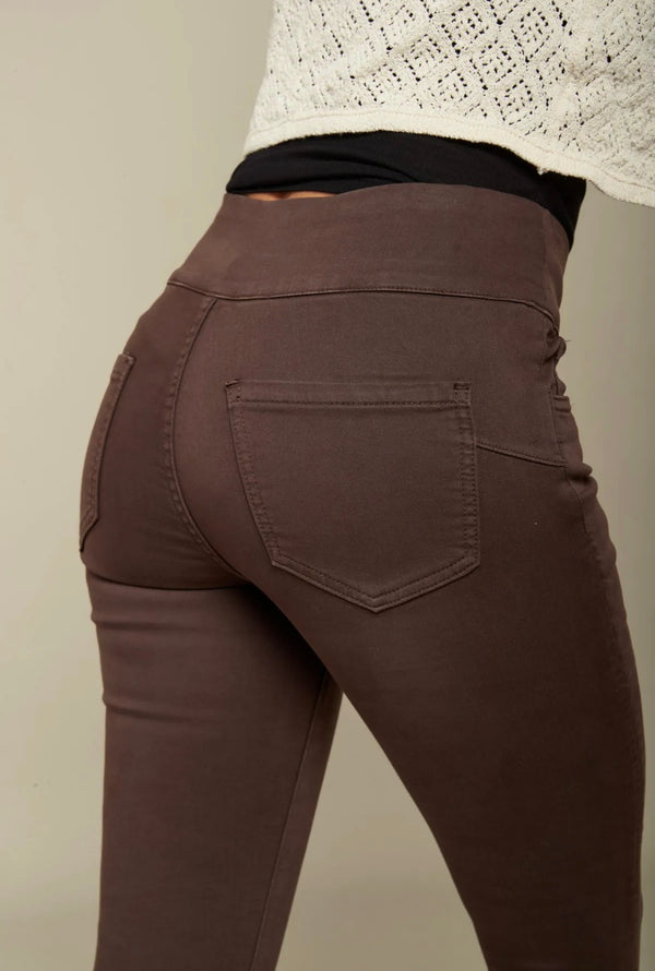 Lisa - Chocolate Brown Stretch High Waist Jeans