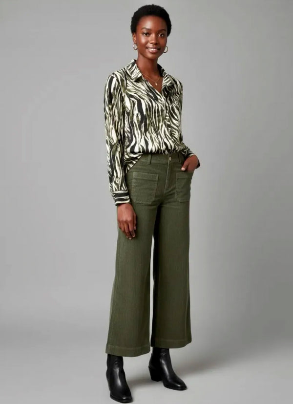 Zoe - Green/Cream Print Top