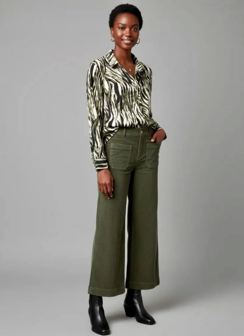 Zoe - Green/Cream Print Top