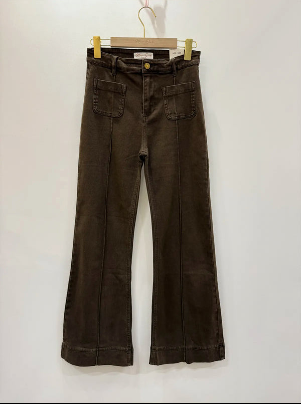 Blake - Chocolate Pocket Seam Jeans