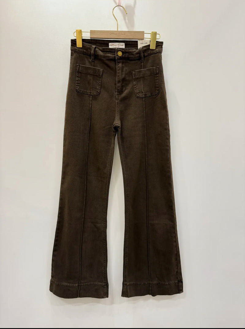 Blake - Chocolate Pocket Seam Jeans