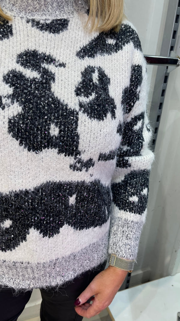 Ayda - Charcoal/Cream Lurex Thread Jumper