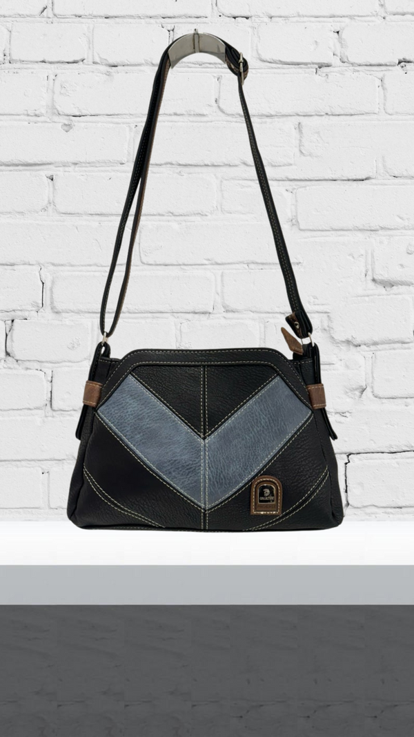 Sally - Black/Denim V Design Bag