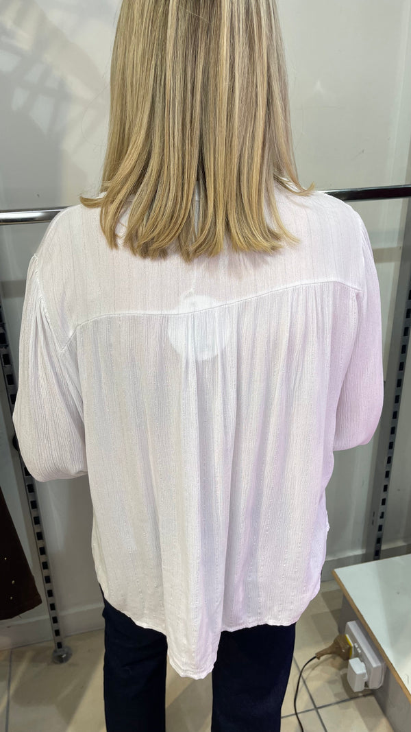 Alice - White Cotton Lurex Thread Blouse