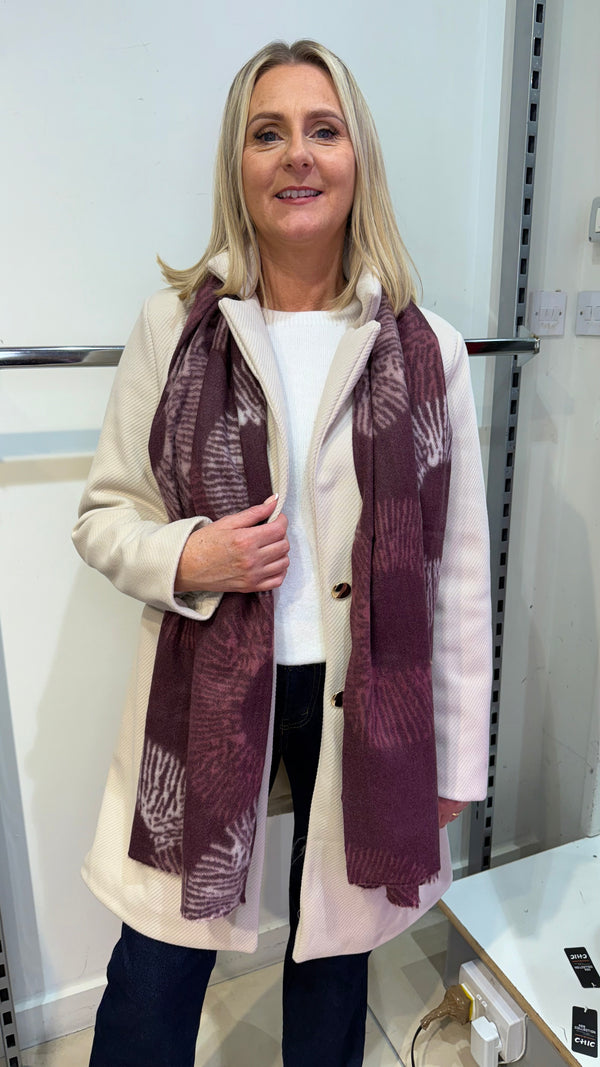 Suzie - Plum/Cream Circle Print Winter Scarf