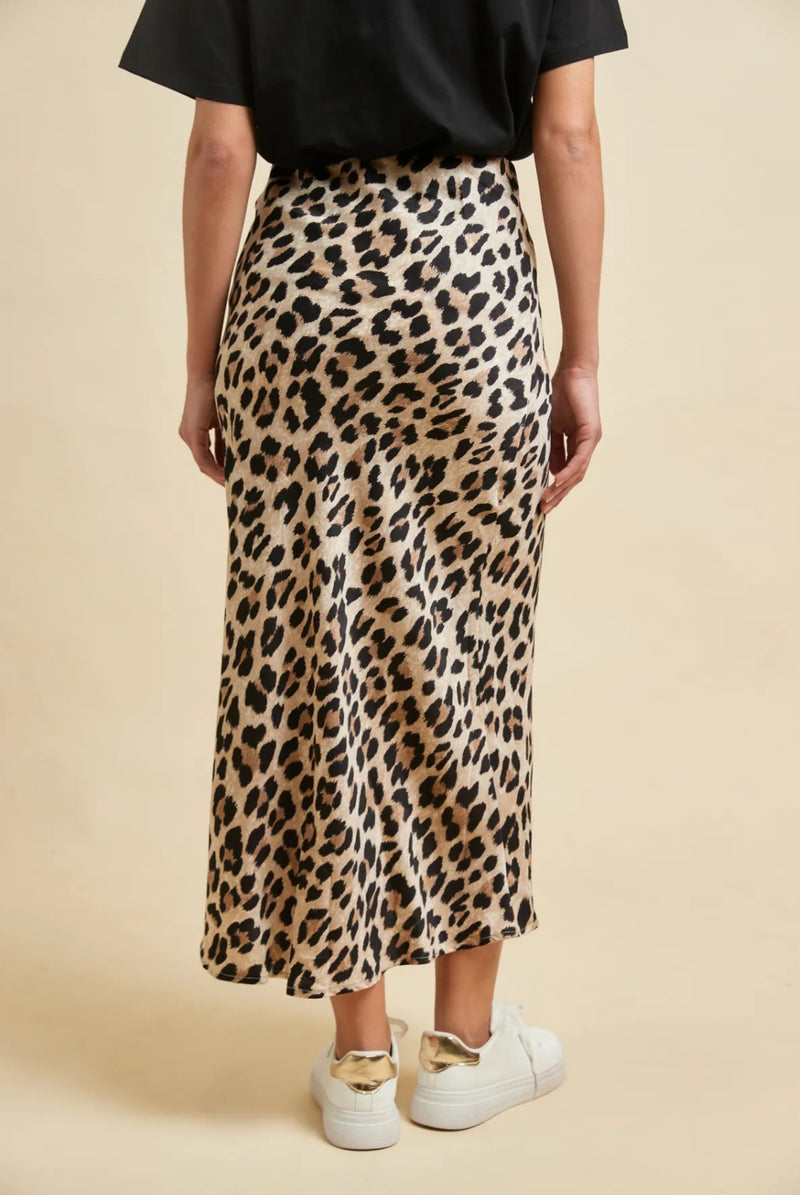 Mollie - Animal Print Satin look Skirt