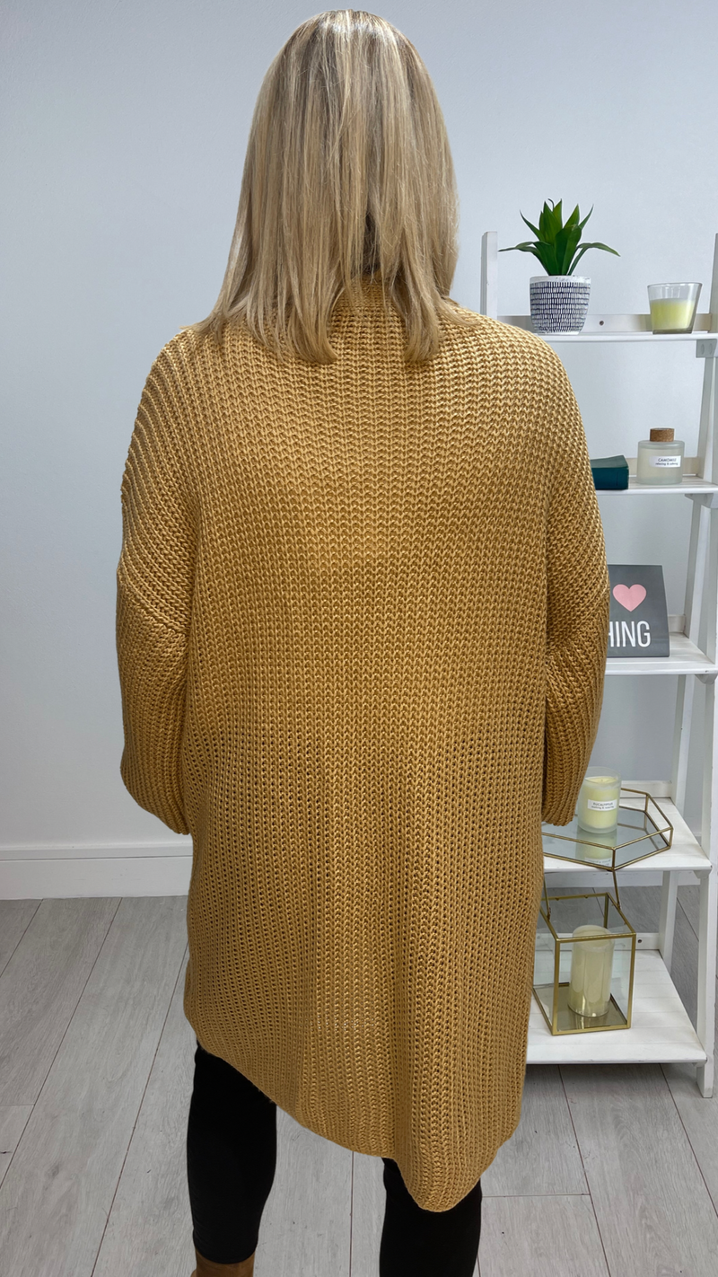 Suzie  - Camel Oversized Mid-Length Knit Cardi