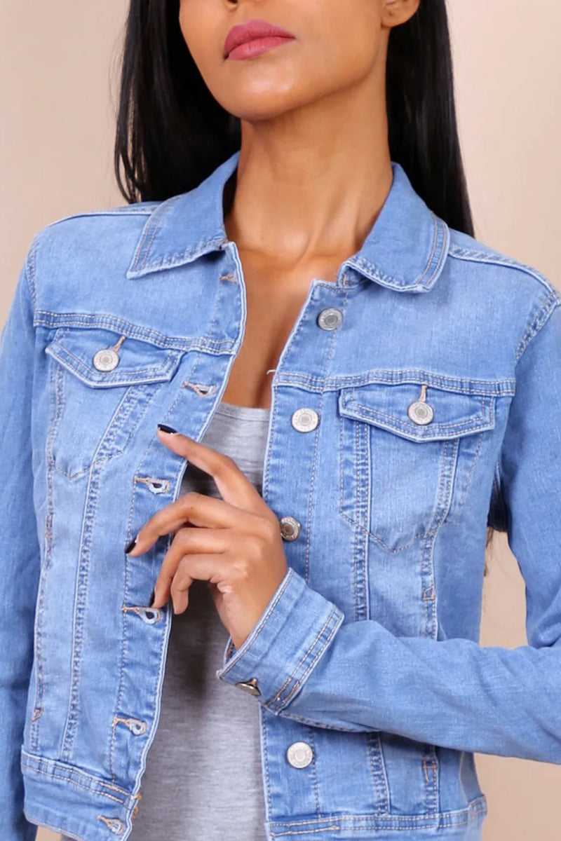 Kelly - Light Wash Stretch Denim Jacket