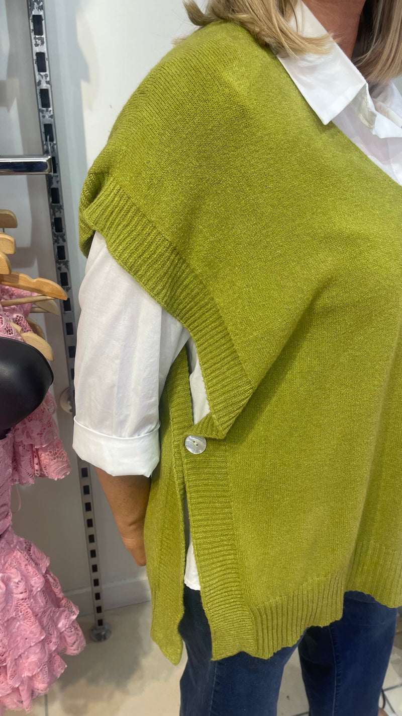 Toni - Green Soft Button Knit Tank