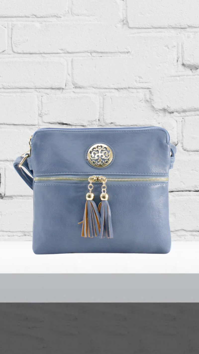 Sian - Denim Twin Zip Crossbody Bag