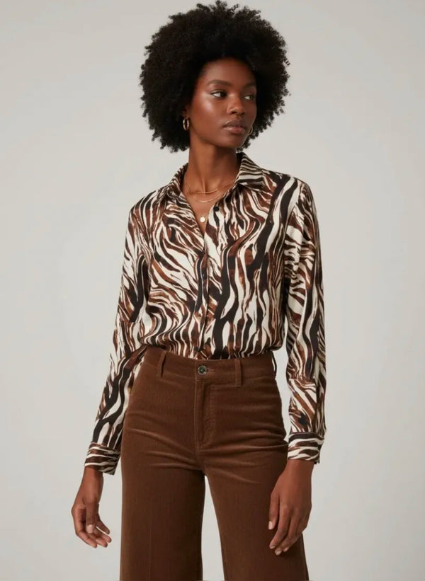 Zoe - Brown/Cream Print Top