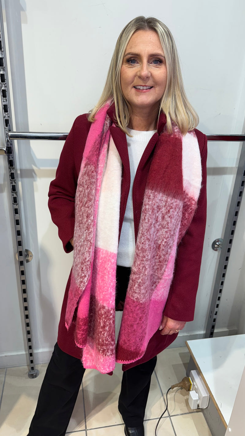 Lauren - Wine Herringbone Lined Coat