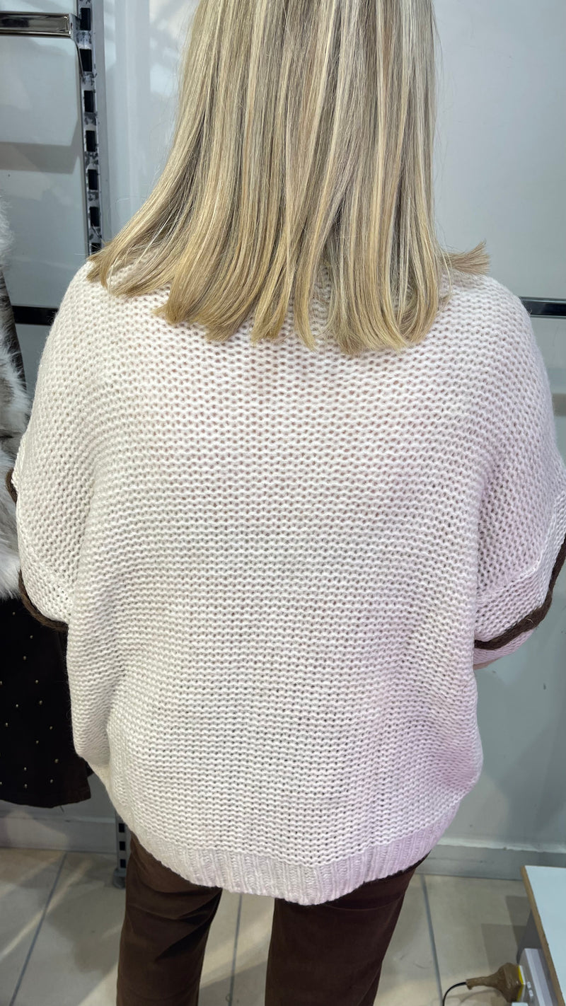 Mia - Beige  Wave Textured Soft Knit