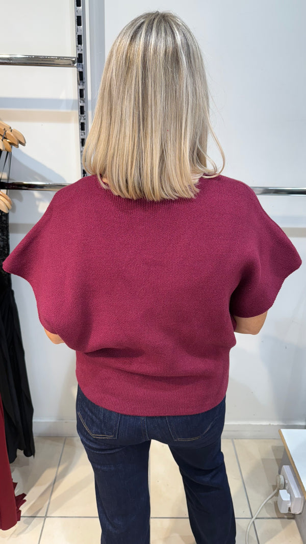 Sheena - Wine Gold Button knit