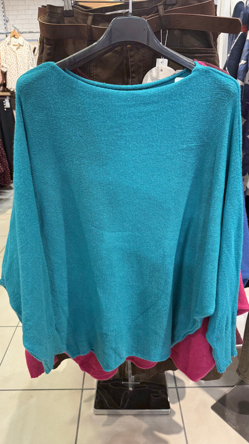 Orla - Tiffany Green  Soft Bat-Wing Jumper