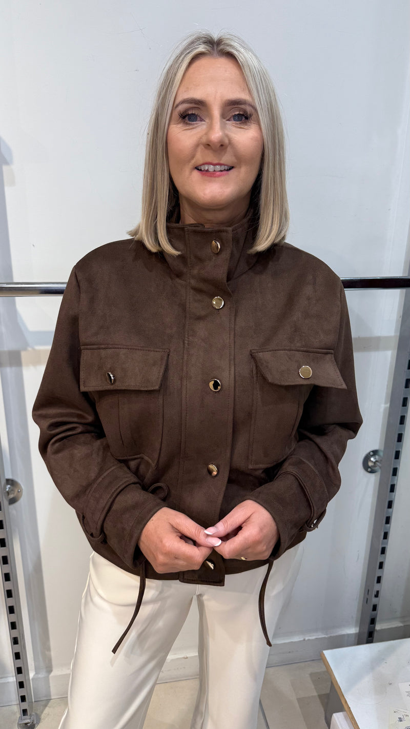 Jasper - Chocolate Suede Look Pocket Jacket