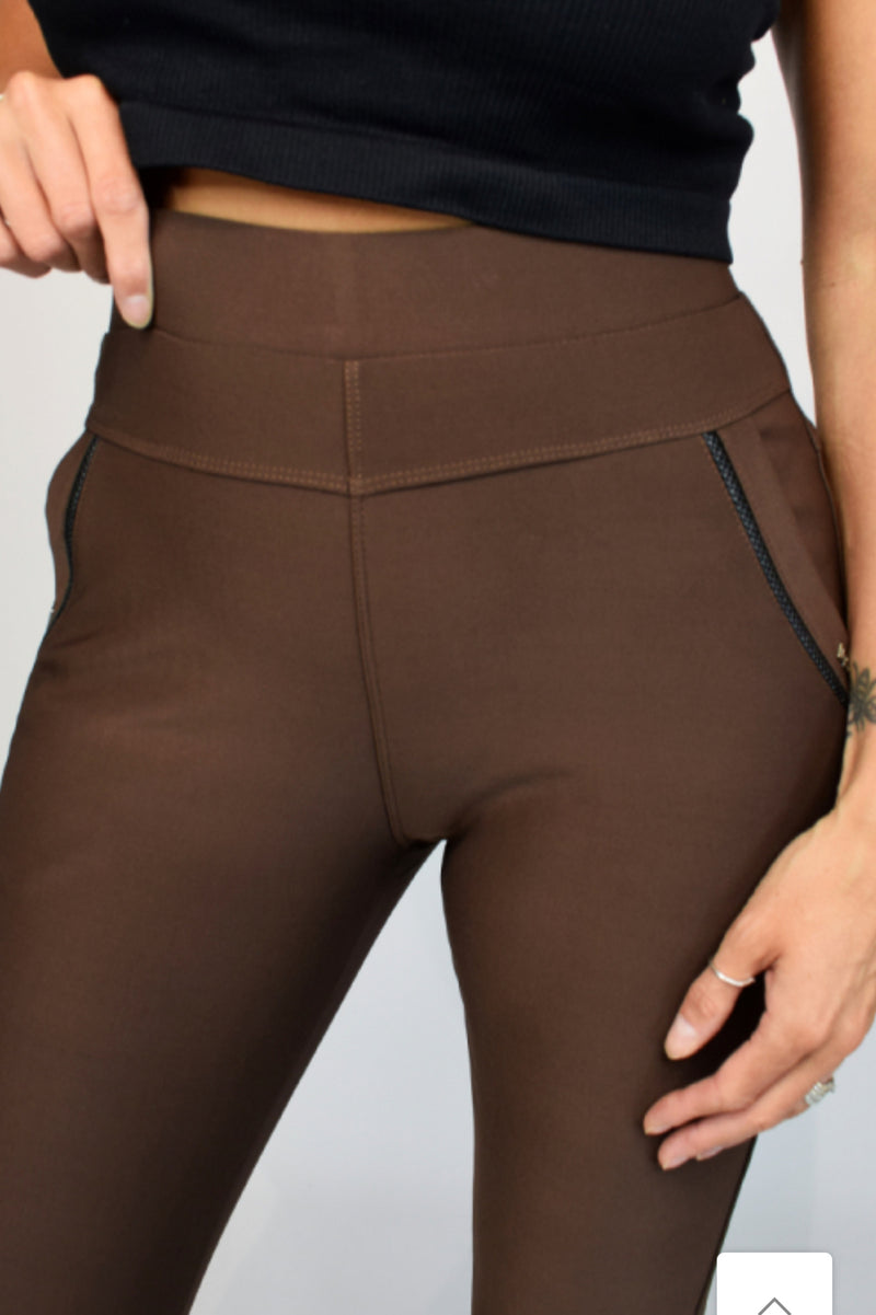 Ruth- Brown Super  Stretch High Waist Leggings
