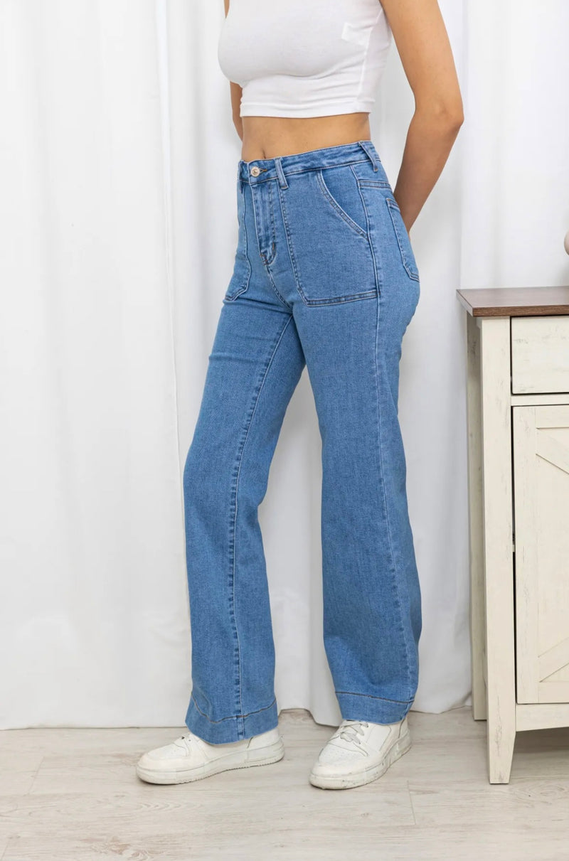 Lella - Blue Denim Stretch Pocket Denims