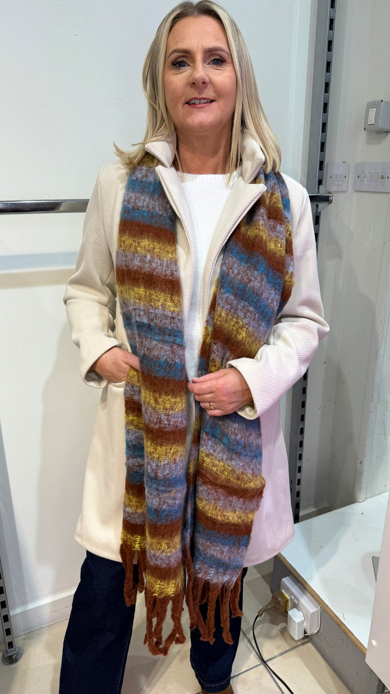 Joey - Brown/yellow Stripe Winter scarf