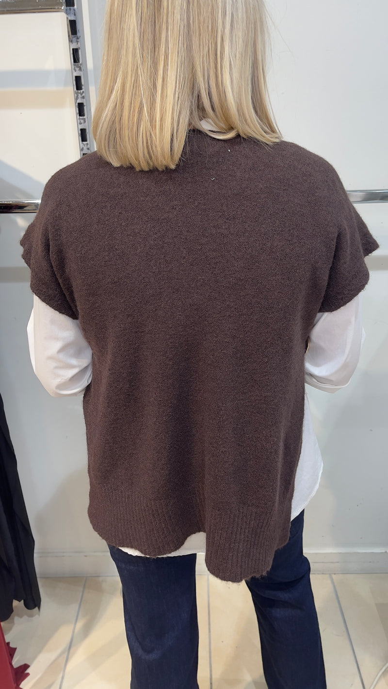 Olivia - Gold button brown Tank