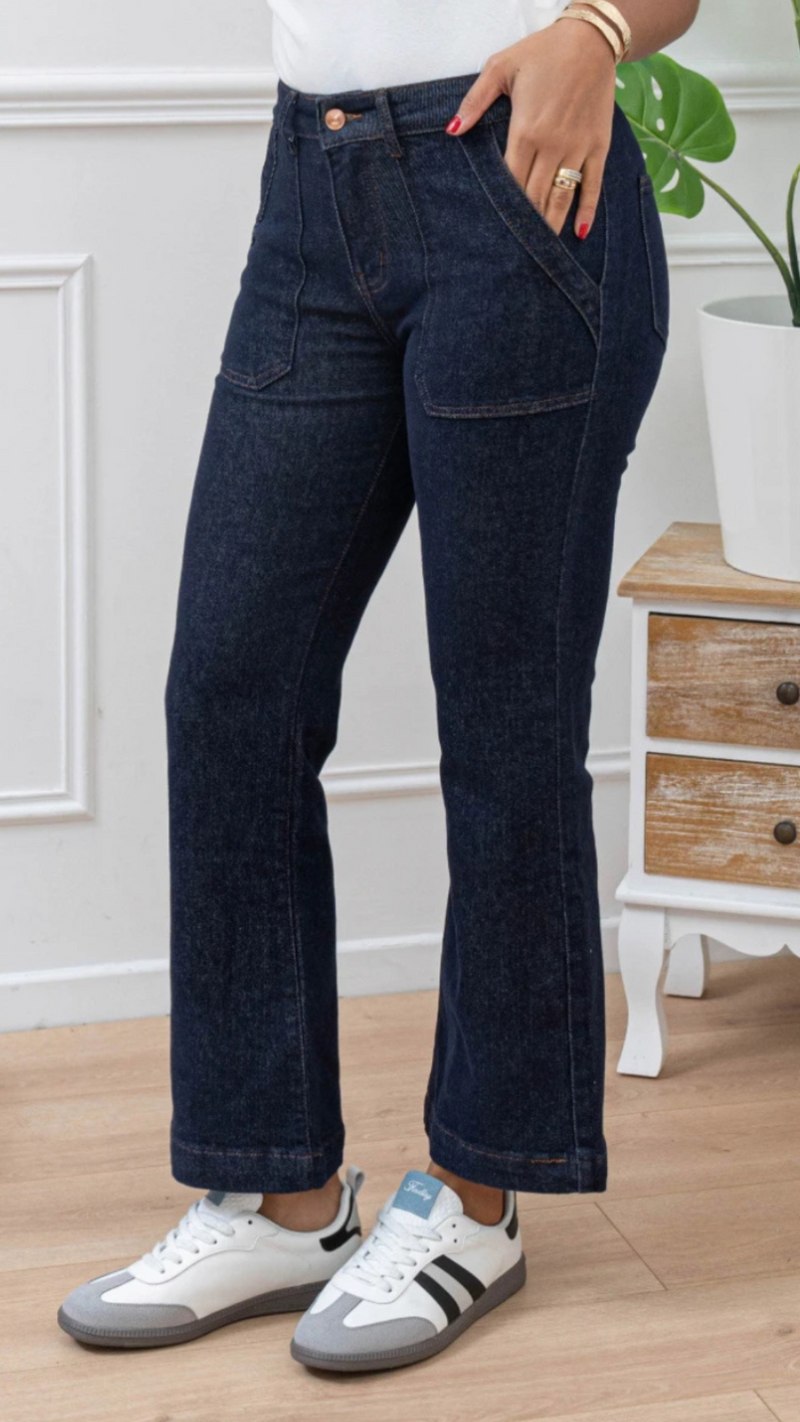 Katie - Dark Denim Pocket Front Jeans