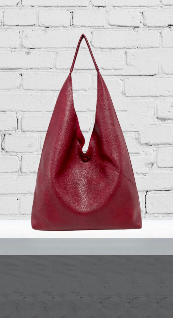 Grace - Button Closure Slouch Twin Bag Wine